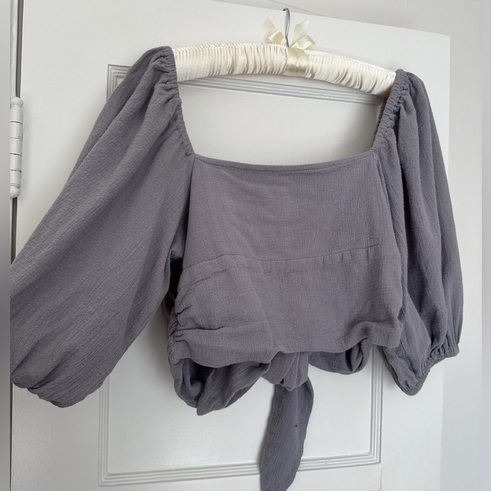 Free People Balloon Sleeve/Reversible Tie Back Top
